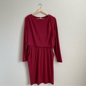 Betabrand Dress Womens Medium Red Dress and Overshirt Set Stretch